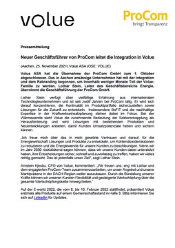 PDF-Datei "Neuer Geschäftsführer von ProCom leitet die Integration in Volue"