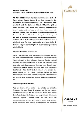 Pressemitteilung: Carlos I In-Pack Promotion Frühling 2022