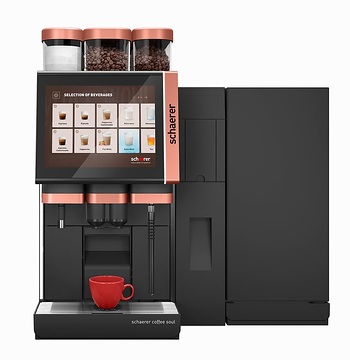 Das Reinigungssystem Schaerer ProCare lässt sich platzsparend zwischen der Kaffeemaschine und dem Milchsystem integrieren.